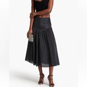 ZIMMERMANN - Pleated polka-dot organza midi skirt. Size -1